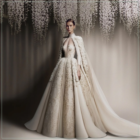 $17,500 Saiid Kobeisy Beaded Tulle, Silk Thread & Organza Flowers Runway Gown - Picture 6 of 13